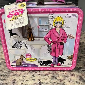 Pink Cat Lady Metal Lunchbox